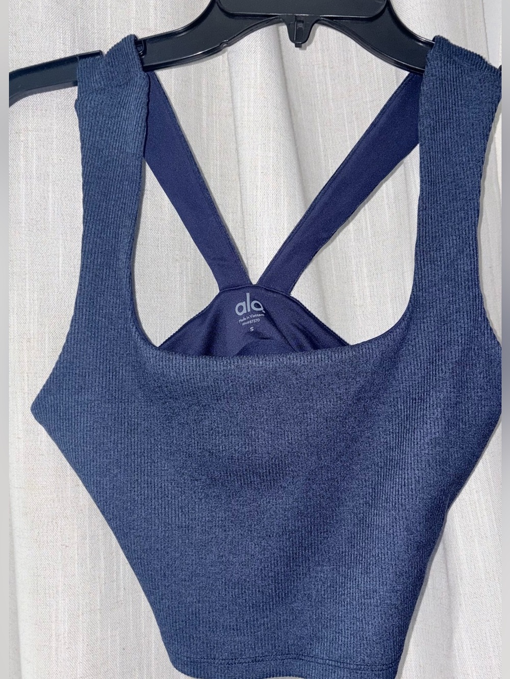 Alosoft Ribbed Chic Bra Tank in the color "Rich Navy Heather"